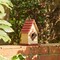 Set of 2 9''H Washed White Solid Wood Red Roof Cottage Decorative Outdoor Garden Birdhouse